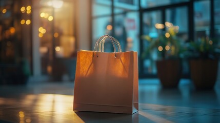 One visible shopping bag in bright lighting