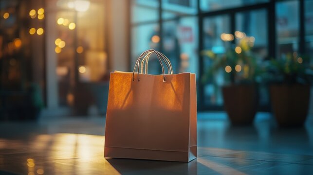 One visible shopping bag in bright lighting