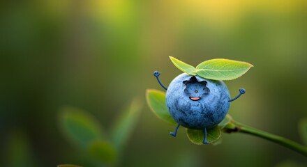 Happy Blueberry!  Smiling fruit on a sunny day.