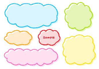 手描きのクレヨン素材　ラフな形のフレームセット