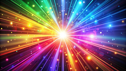 幻想的な虹色の光線、放射のイメージ