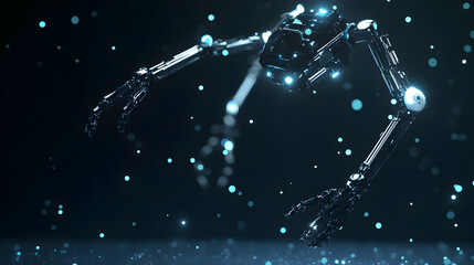 Fototapeta premium Robot Arm Reaches, Grasps, Explores, Darkly