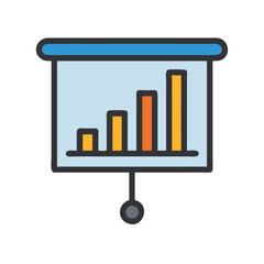 Presentation with Bar Chart Slide Icon Design