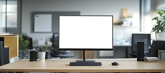 Modern, Tidy Workspace with Empty LED Screen and Ample Copy Space for Personalized Advertisement Opportunities - Transparent PNG Screen