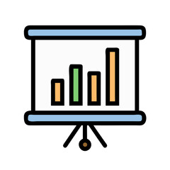 Presentation with Bar Chart Slide Icon Design