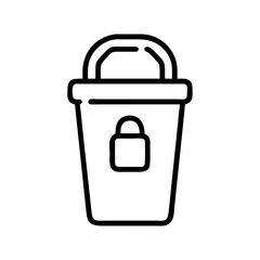 Public Trash Bin with Lock Icon Design
