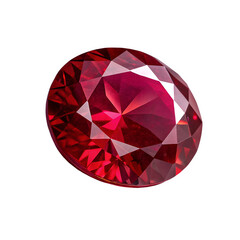 Three to four angle perspective shot of a ruby with intricate detailing.