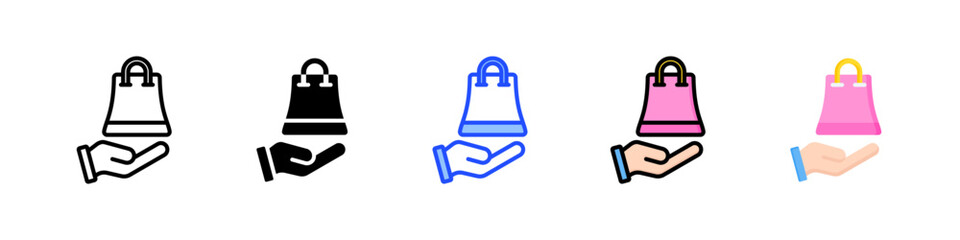 Shopping Bag Icon Collection With Multiple Styles