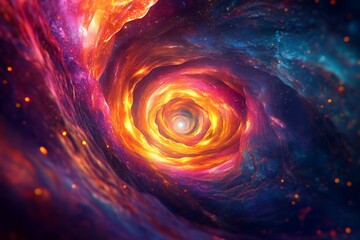 Obraz premium Cosmic Swirl A Fiery Nebula Tunnel Through Space