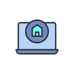 Smart home device colored icons, minimalist vector illustration ,simple transparent graphic element .Isolated on white background