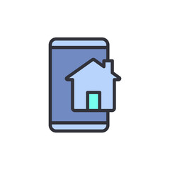 Smart home app colored icons, minimalist vector illustration ,simple transparent graphic element .Isolated on white background