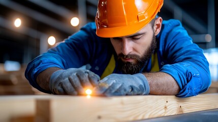Carpenter at work in workshop