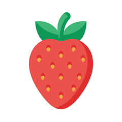 Fototapeta premium Strawberry with Leaf Top Icon Design