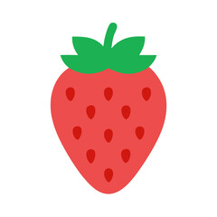 Fototapeta premium Strawberry with Leaf Top Icon Design