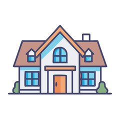 Suburban Single Family House Icon Design