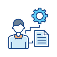 Support Agent with Document Workflow Icon Design