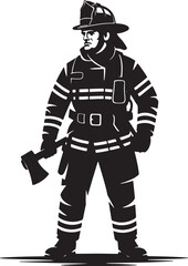 Firefighter silhouette vector illustration