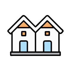 Twin Roof Country House Icon Design