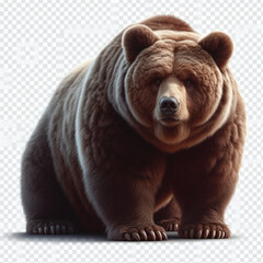 Naklejka premium Big Brown Bear Isolated on White Background with Transparent PNG Effect write me the