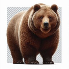 Obraz premium Big Brown Bear Isolated on White Background with Transparent PNG Effect write me the