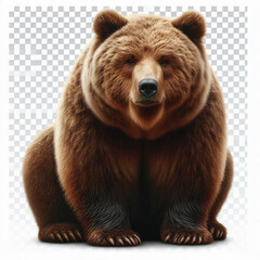Obraz premium Big Brown Bear Isolated on White Background with Transparent PNG Effect write me the