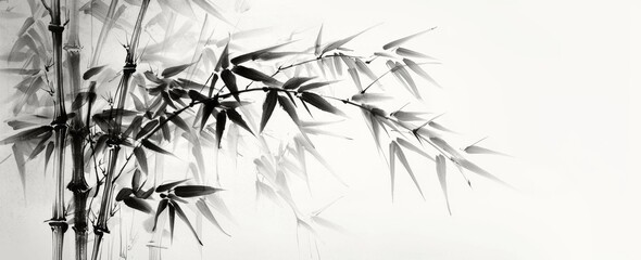 Obraz premium Drawing of bamboo in an oriental style.