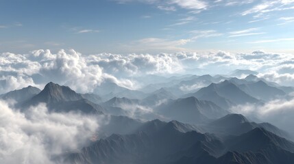 Majestic Mountain Range Above the Clouds Scenic View