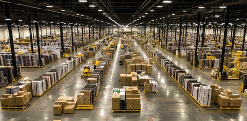 Fototapeta premium A logistics center embodies massive floor and storage space for optimal organization.