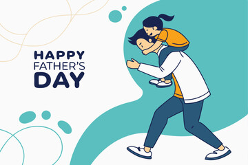 Happy Fathers Day Design with Modern Illustration Style. Unique Fathers Day Artwork Featuring Father and Child. Creative Fathers Day Graphic in Bold Modern Style. Joyful Fathers Day Design