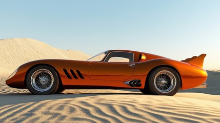Obraz premium Orange sports car in desert (1)