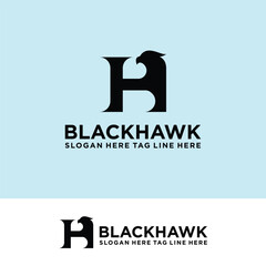 letter H hawk concept logo design vector template