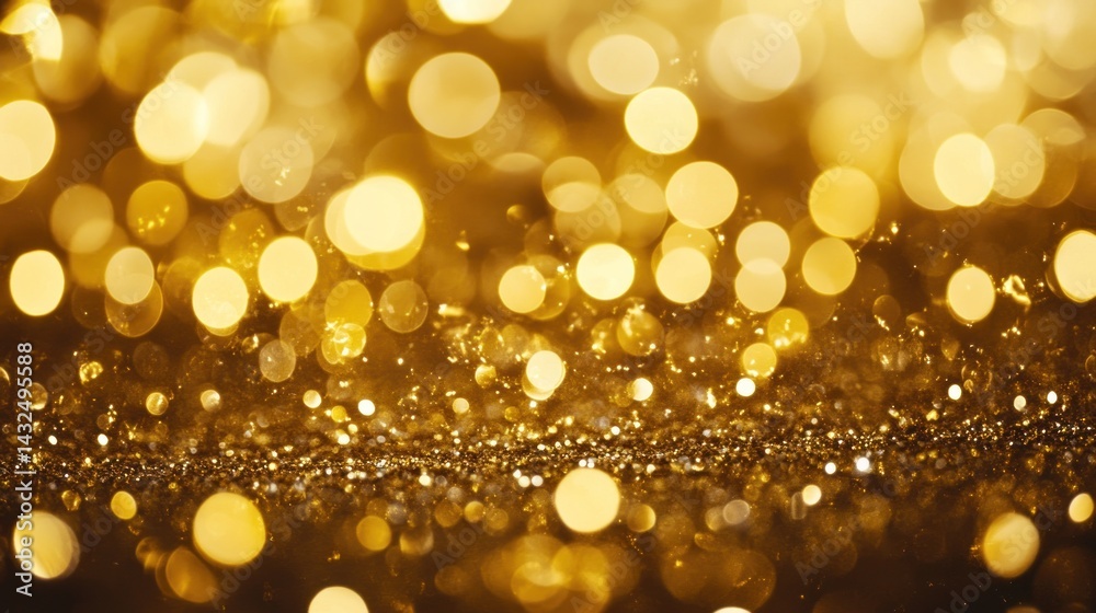 Poster a mesmerizing display of shimmering gold bokeh lights creating a festive and glamorous atmosphere pe
