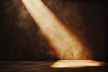A cozy background with brown-toned walls and soft shadows under a spotlight.