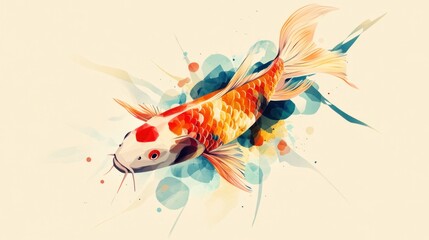 Vibrant Koi Fish in Abstract Style