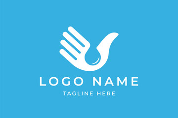 Hand water drop logo Unique