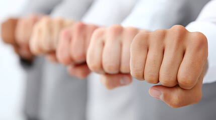 Fototapeta premium Teamwork and collaboration are essential corporate environment where unity and support lead to success. fist bump symbolizes trust and motivation