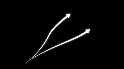 Glowing color Rising arrow transparent channel abstract stock market charts on financial improvement improving increase investment line market money progress.