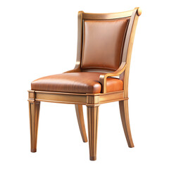 Luxury Brown Leather Dining Chair Wooden Frame Elegant Furniture
