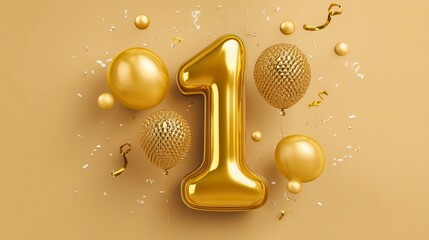 Anniversary Gold 3D Numbers Poster Template for Celebration, Festive Design for Marital Milestone, Joyful Couple Memory Preservation