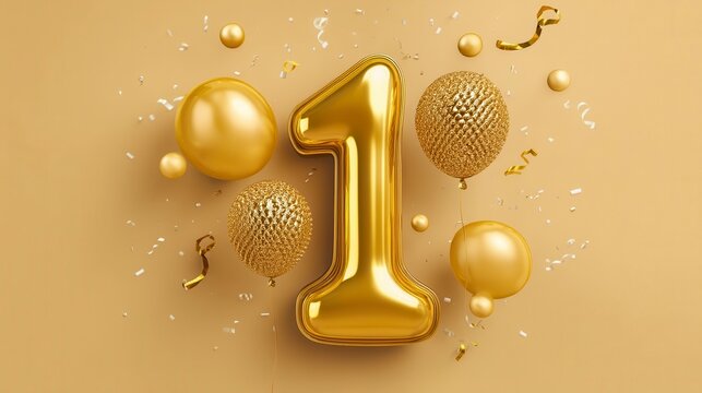 Anniversary Gold 3D Numbers Poster Template for Celebration, Festive Design for Marital Milestone, Joyful Couple Memory Preservation