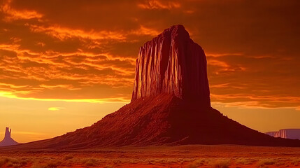 Sunset's Fiery Embrace of Desert Rock