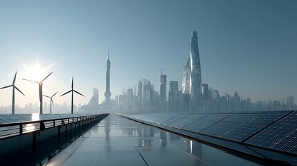 Fototapeta premium Futuristic city with clean energy