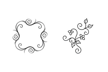 Elegant Floral Vector Elements For Frame And Corner Design On White Background