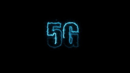 neon fire 5G text illustration concept