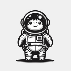 Obraz premium Turtle in astronaut costume. Funny Animal Vector Clip art. Shelled reptile piloting a cosmic exploration garment.