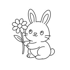 Cartoon rabbit vector illustration coloring book for kids