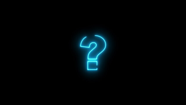 recommend clip art: Neon glowing question mark icon illustration