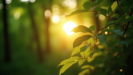 Obraz premium Nature’s Beauty: Sun Rays Filtering Through Trees