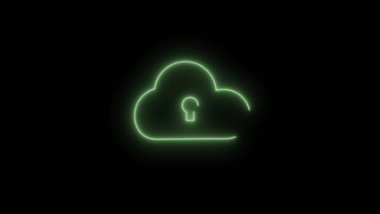 Cloud Computing Concept, Safety Uploading and Downloading Data from Cloud Storage via Internet Infographic, 3D Cloud Technology, Padlock Privacy Icon and Hologram Background