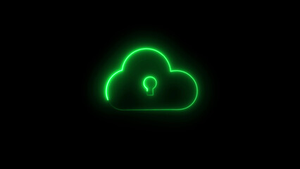 Cloud Computing Concept, Safety Uploading and Downloading Data from Cloud Storage via Internet Infographic, 3D Cloud Technology, Padlock Privacy Icon and Hologram Background